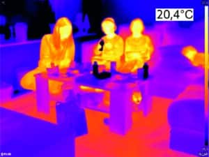 Woonkamer met vloerverwarming in Losser op 6 januari 2022. Buiten is het 6°C, binnen 20,4°C